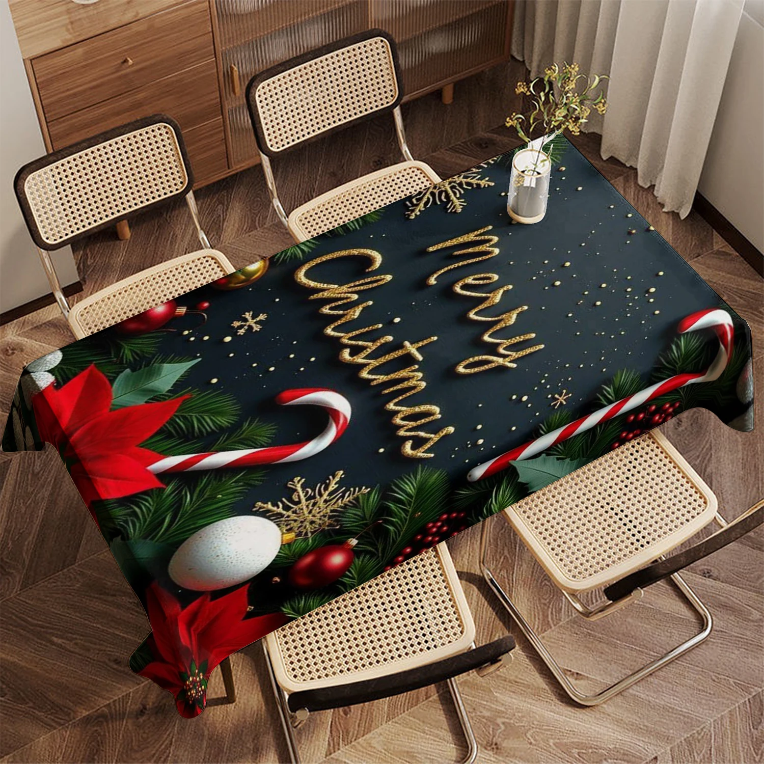 ผ้าปูโต๊ะลายตารางหมากรุกสำหรับคริสต์มาส ผ้าปูโต๊ะสำหรับร้านอาหาร ห้องครัว ห้องนั่งเล่น ของตกแต่งบ้าน รูปทรงสี่เหลี่ยมผืนผ้า สำหรับงานปาร์ตี้