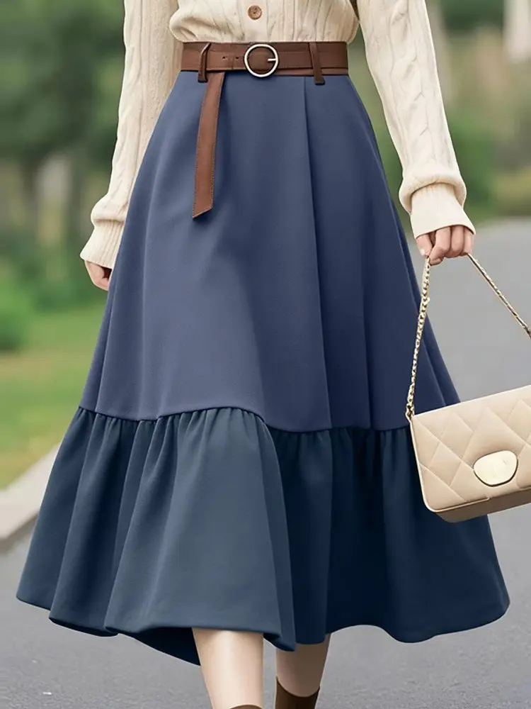 

ZANZEA Women Skirts Casual Korean Style Overskirts 2025 Fashion Elastic Waist Women's Clothing Solid Ruffled Pleated Bottoms