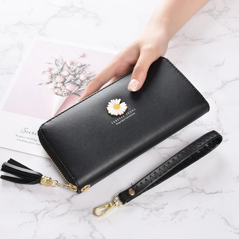 Wallet women's long Little Daisy handbag 2021 new zipper wrist band small fresh large capacity mobile phone bag women