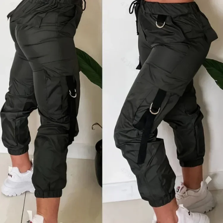 

Армейско-зеленые повседневные спортивные брюки с лямками, весна-лето 2024, новая мода, женские повседневные повседневные брюки