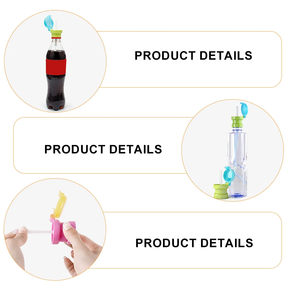 

2pcs Portable Spill Proof Bottle Cover with Straw Reusable Plastic Kids Water Bottle Cap Leakproof Lightweight for Outdoor