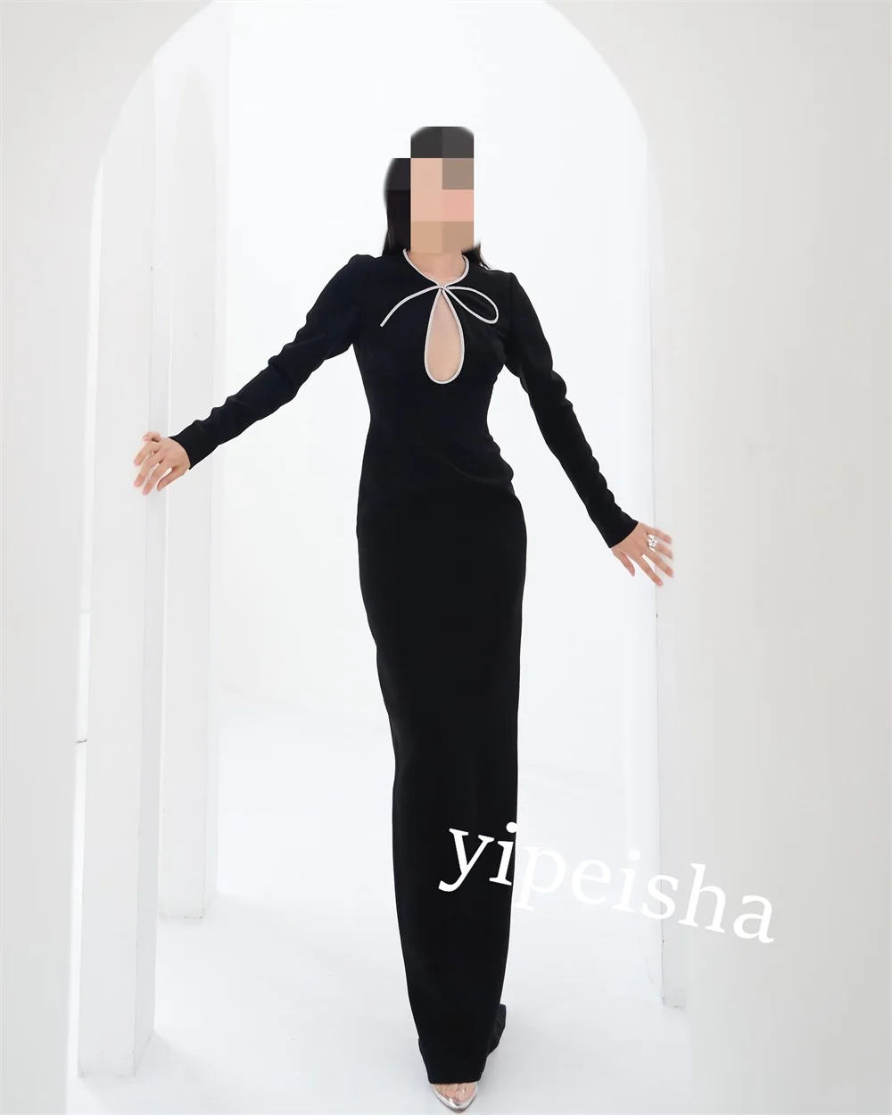  Evening Saudi Arabia Jersey Sequined Celebrity Column O-Neck Bespoke Occasion Gown Long Dresses