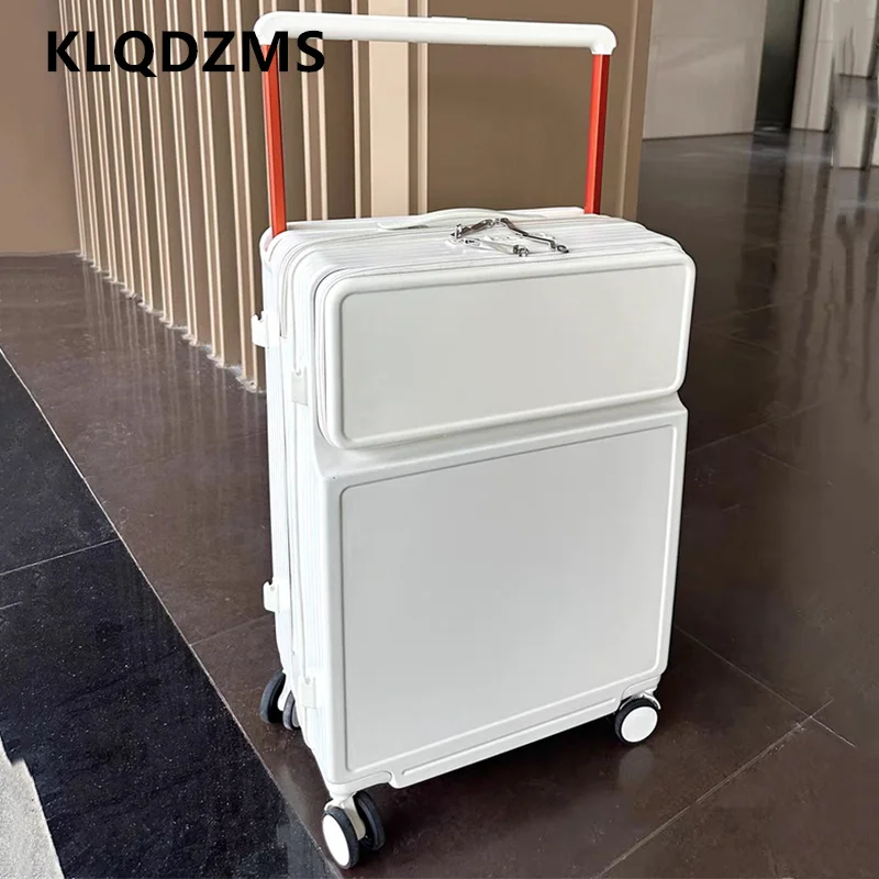 

KLQDZMS 20 "22" дорожный чемодан с передним отверстием для ноутбука 24 "26 дюймов посадочный чемодан с зарядкой через USB многофункциональные сумки на колесиках чемодан