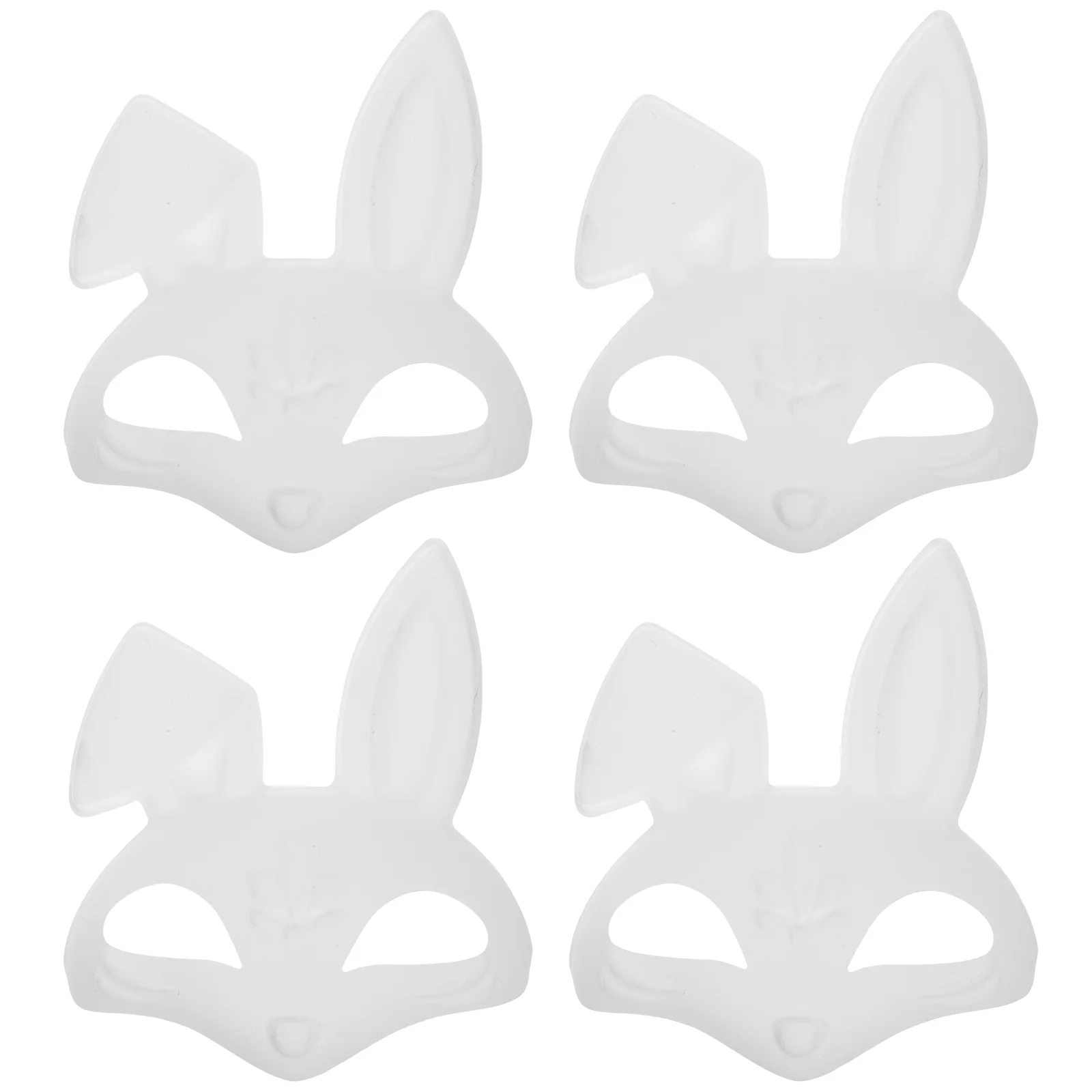 4 Pcs Hand Painted Mask Animal Masks Rabbit Bunny Blank Eye Halloween to Decorate