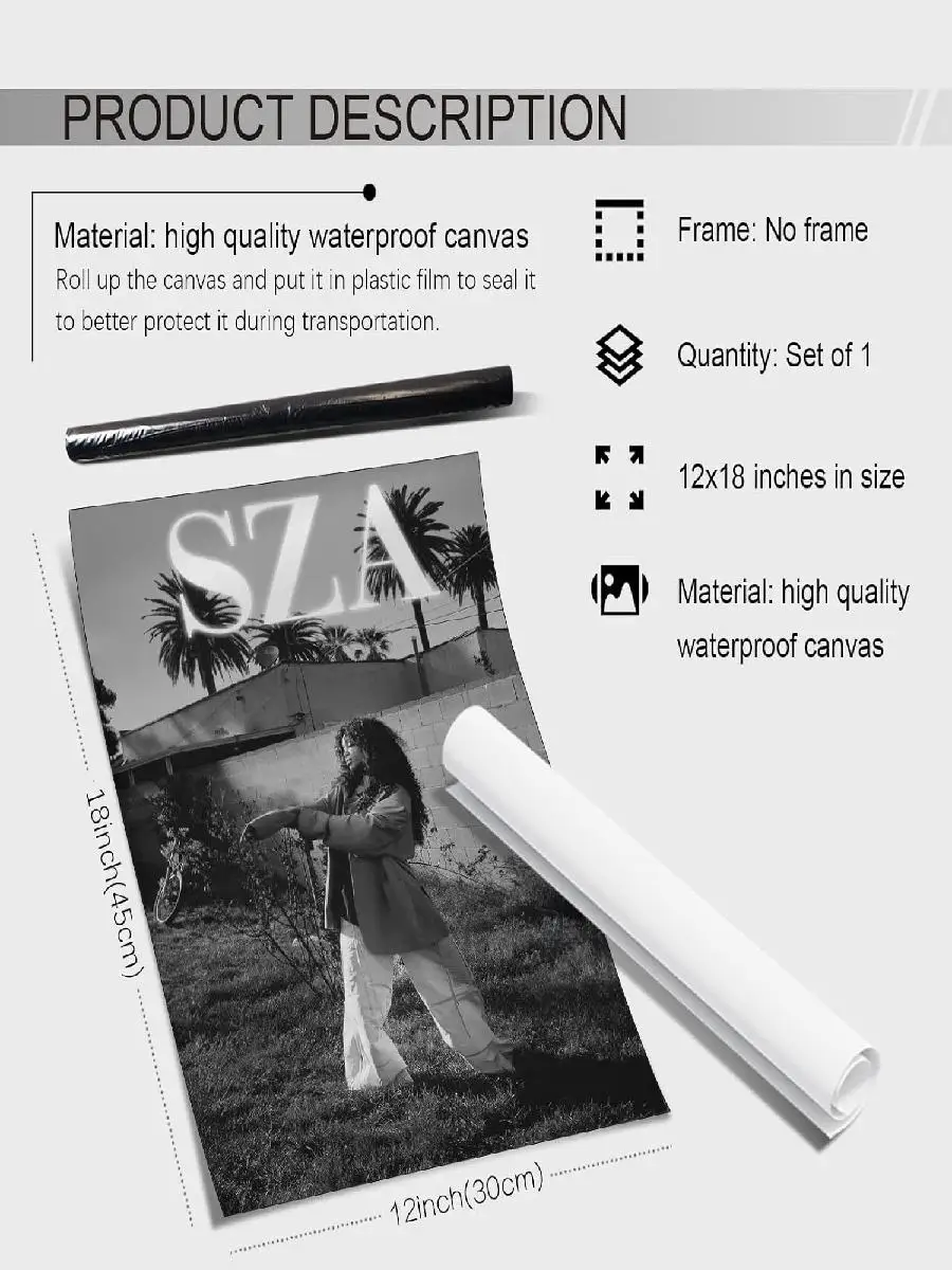 SZA غلاف الألبوم المشارك قماش جدار الفن أبيض وأسود الموسيقى الفنان يطبع لغرفة المعيشة ديكور غرفة نوم x بوصة غير المؤطرة