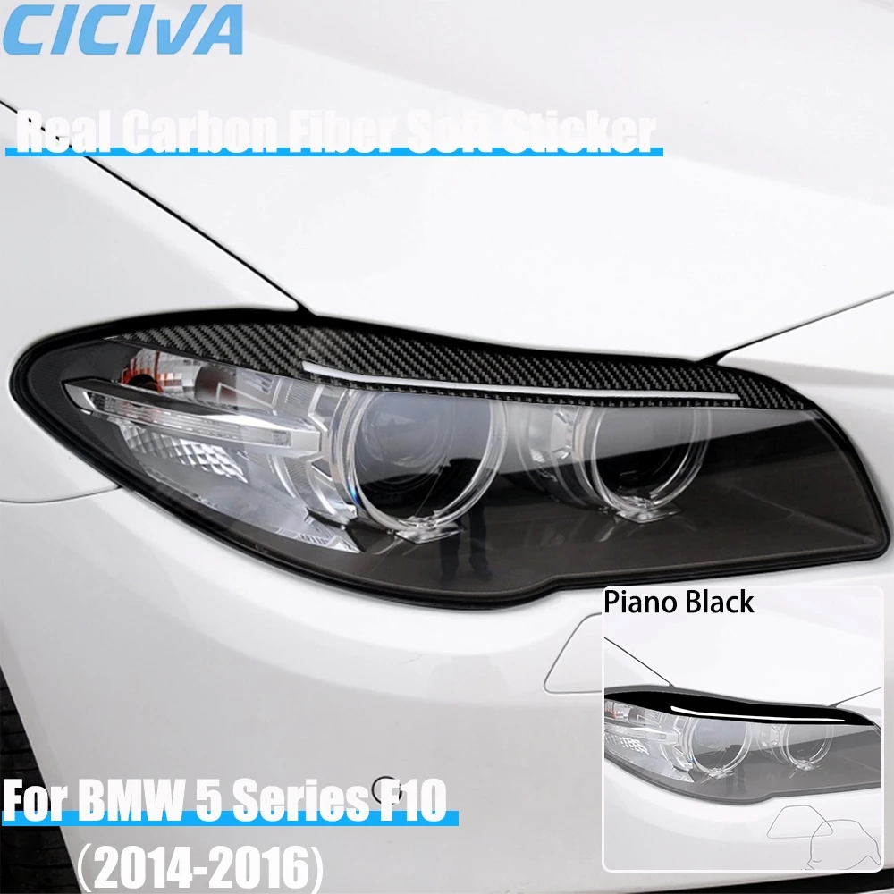 

Real Carbon Fiber Car Accessories Headlight Header Lamp Brow Decorative Cover Soft Sticker For BMW 5 Series F10 2014 2015 2016