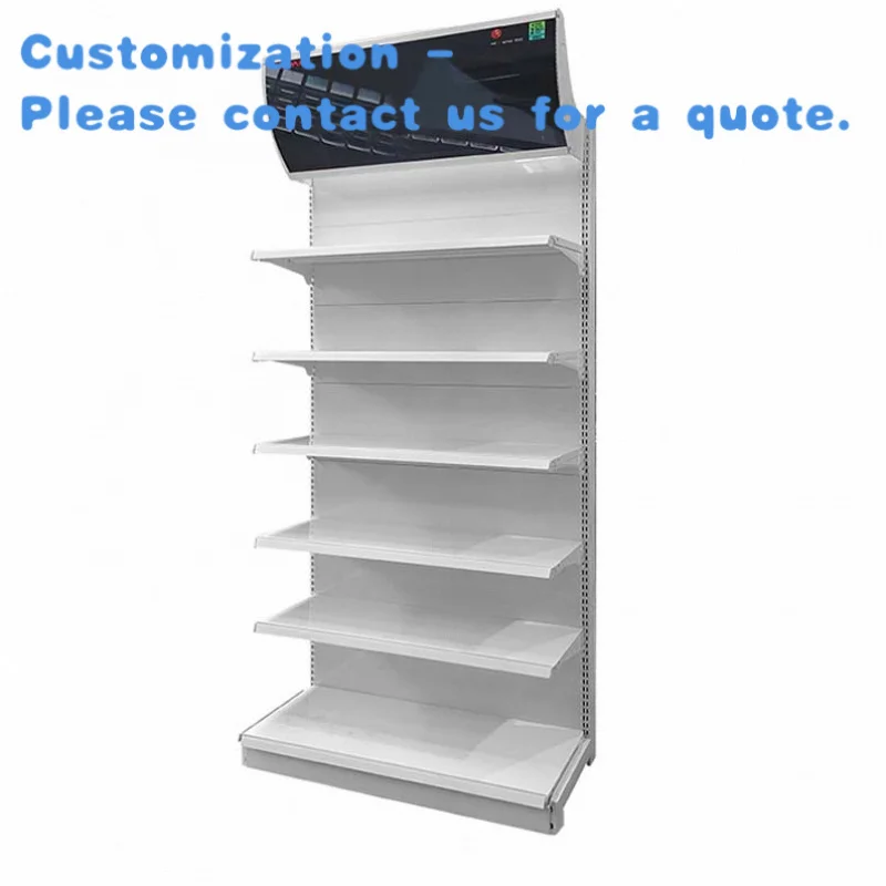 

custom.Factory Customized Size Thickness Color White Display Market Racks Gondola Rack Exhibition Shelf with Light Box