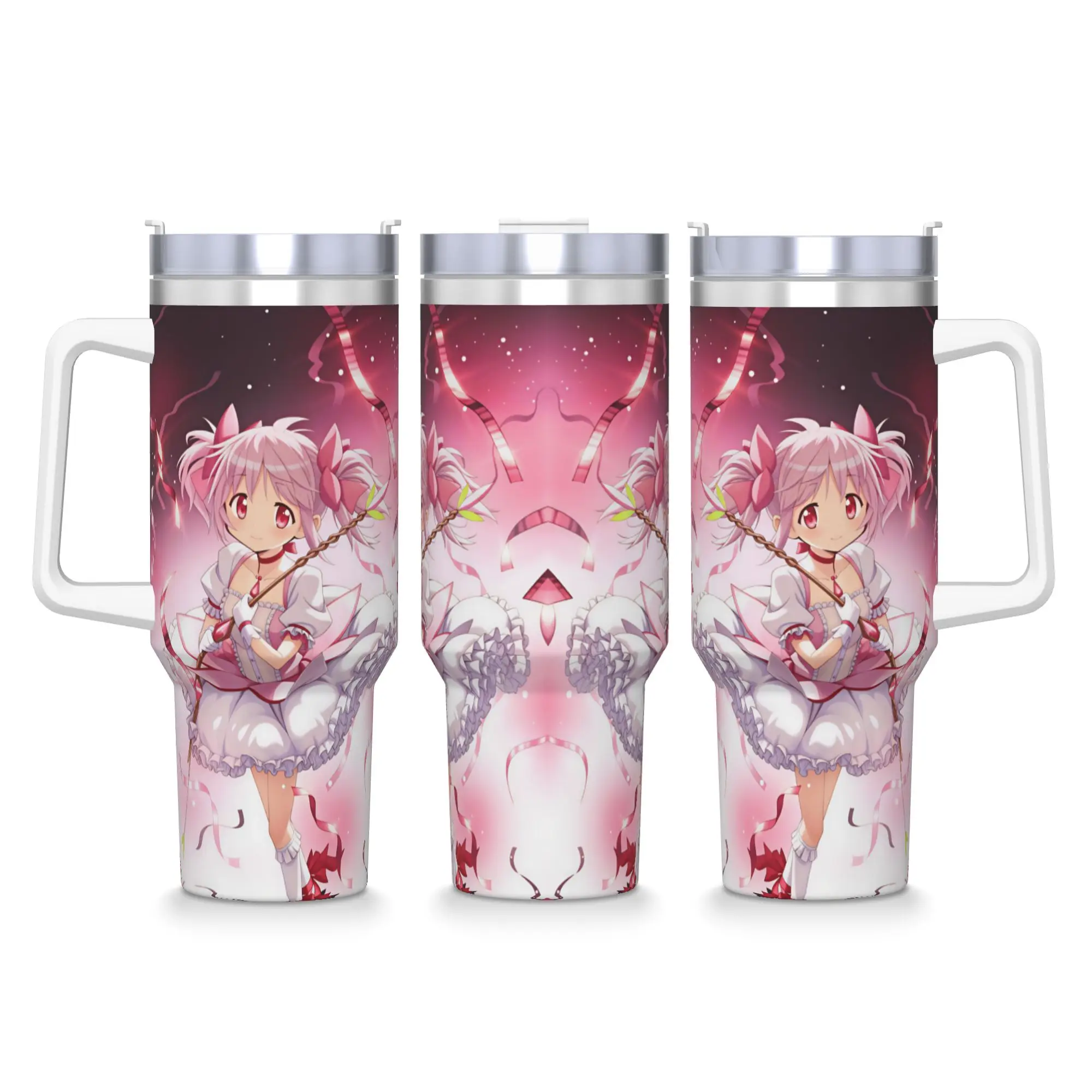 Anime Puella Magi Madoka Magica Tumbler  Cold Drink Water Bottle Portable Stainless Steel Coffee Mug Graphic Travel Mugs Cup