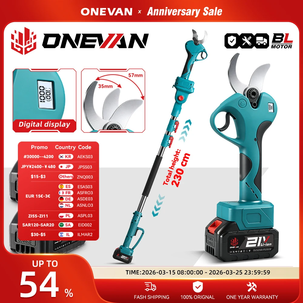 45 MM Bürstenlose Teleskopstange Gartenschere 2 IN 1 Cordless High Branch Garten Beschneiden Werkzeug Für 21 V 18 V Batterie