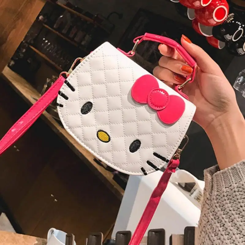 Hello Kitty Handbag Sanrio Shoulder Bag Anime Girl Wallet Kawaii Crossbody Bag Wholesale Cartoon Child Princess Bow Tie Bag Gift