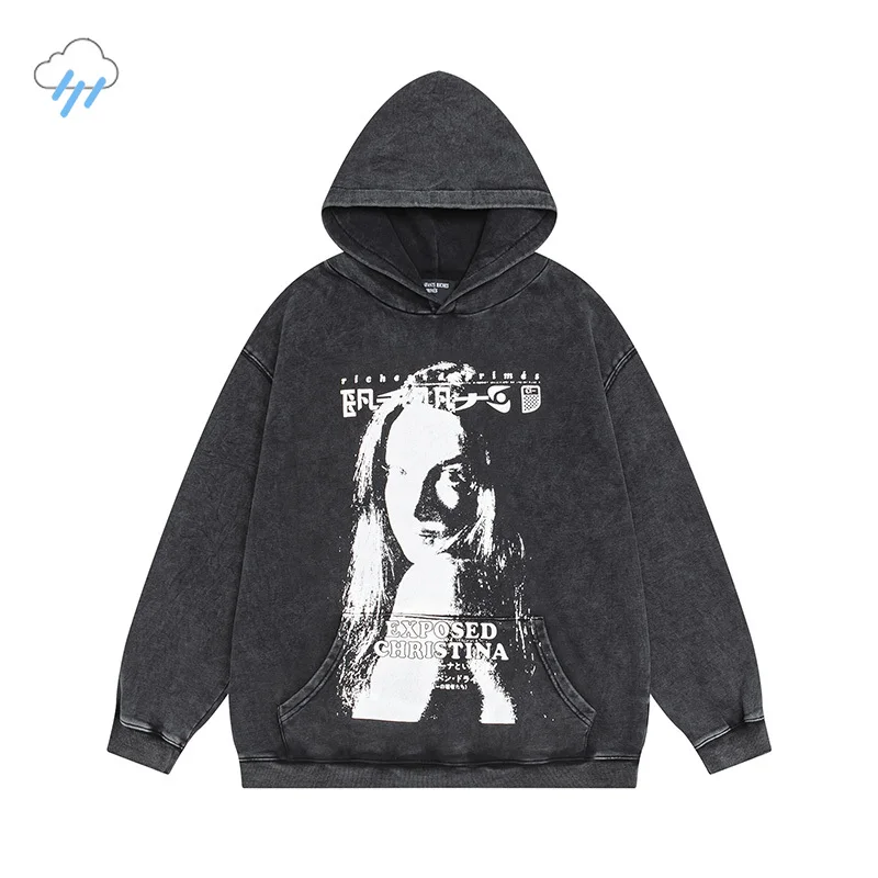 Best Quality 100% Cotton Oversized Vintage Washed Black ERD Pullovers Men Women Washed Black Enfants Riches Deprimes Hoodie