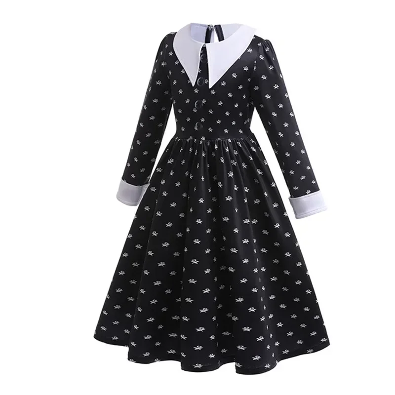 Girls Wednesday Dress Children Addams Halloween Black Family Clothes Kids Dancing Cosplay Costume Princess Christmas Fantasy