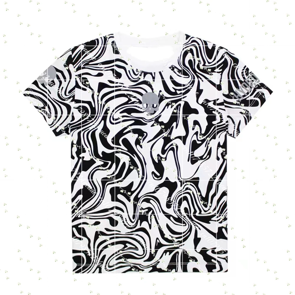 

2025 Summer Youth Skull Men's and Women's Tennis Sports T-shirt 3D Digital Printing Camouflage Letter Short Sleeve Top