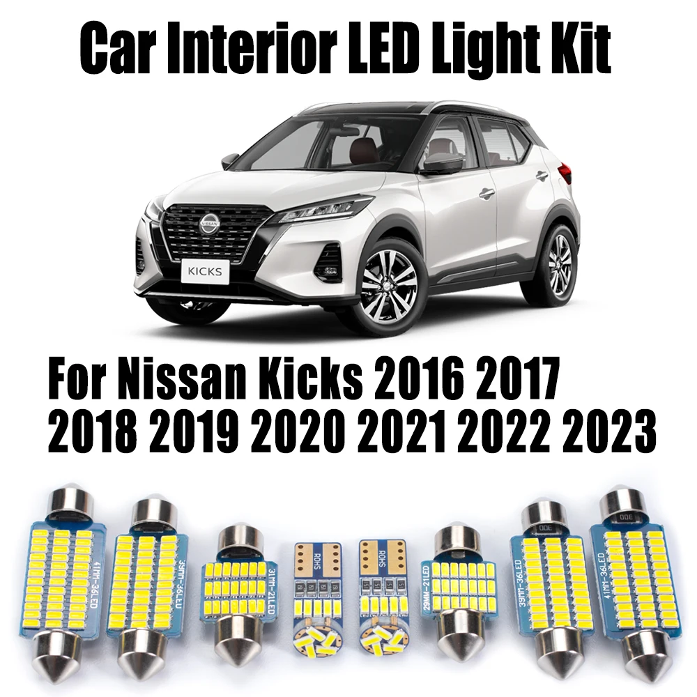 

11Pcs Canbus LED Interior Dome Trunk Light Reading Bulb Kit For Nissan Kicks 2016- 2018 2019 2020 2021 2022 2023 Car Accessories