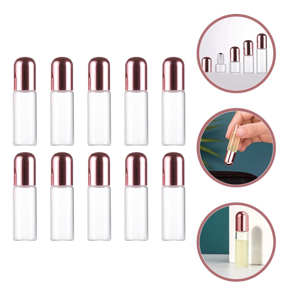 10 個のガラスローラーボトル詰め替え可能エッセンシャルオイル香水ローション漏れ防止ポータブルスキンケアロールオンボトル