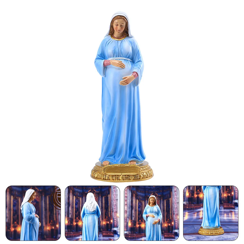 

1pc Resin Mary Statue Religious Decor Church Ornament Desktop Craft Home Office Decoration Virgin Sculpture Catholicism Faith