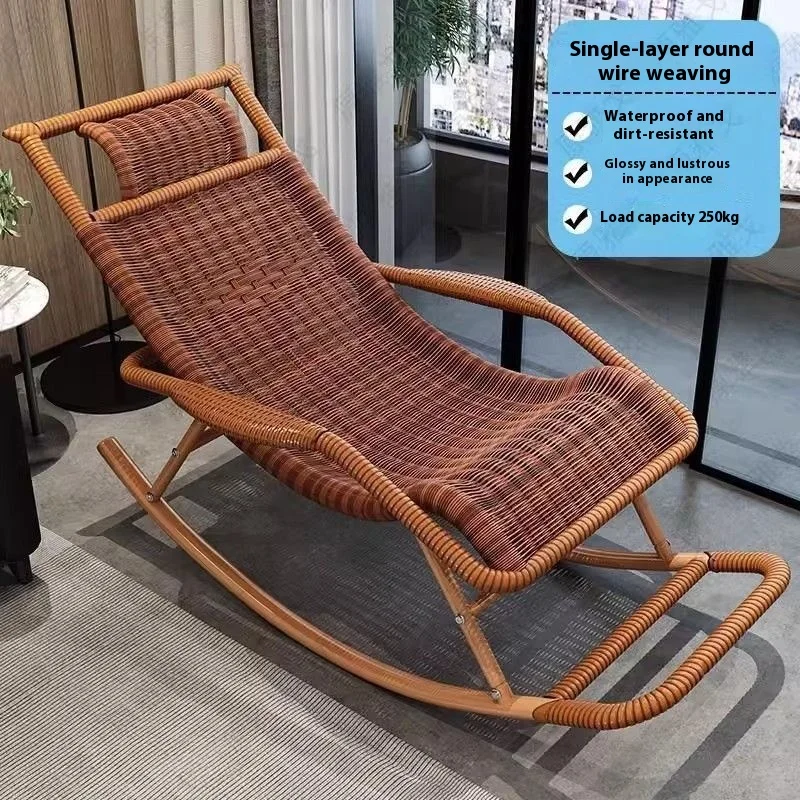 

Adult Lounge Rocking Chair with Extra Thick Steel Frame for All Seasons for Middle-Aged Elderly Leisure or Bar Use