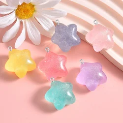 10PCS Clear 24x24mm Glitter Star Flatback Charms For Earrings Bracelet Hairpin DIY Jewelry Pendants Decoration Accessories