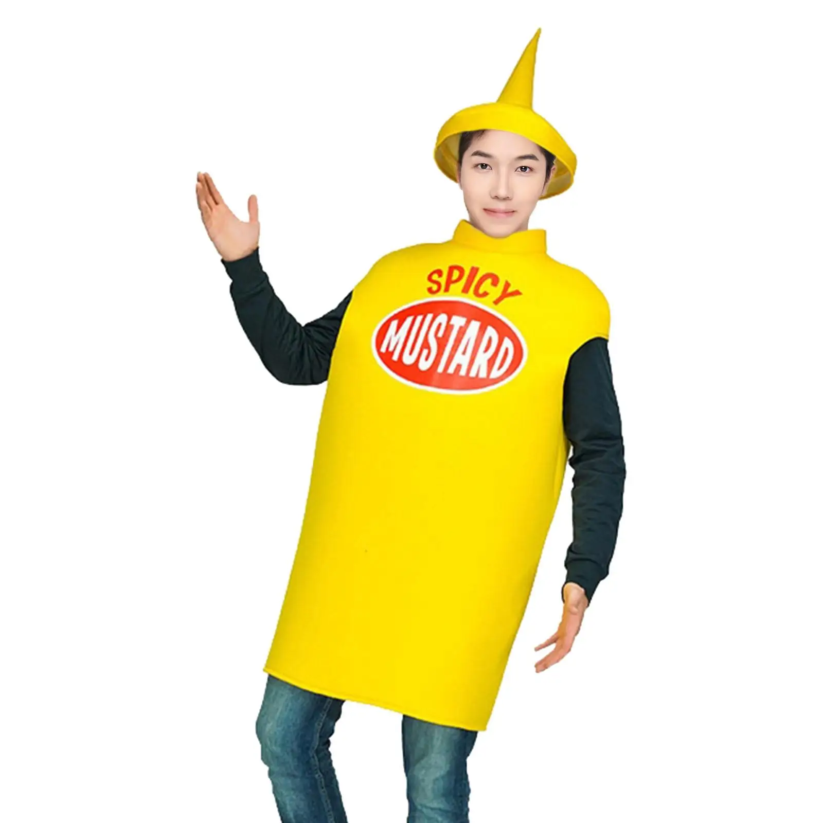 

Горчичный костюм, праздничный костюм для взрослых с отверстиями, одежда унисекс, костюм для еды