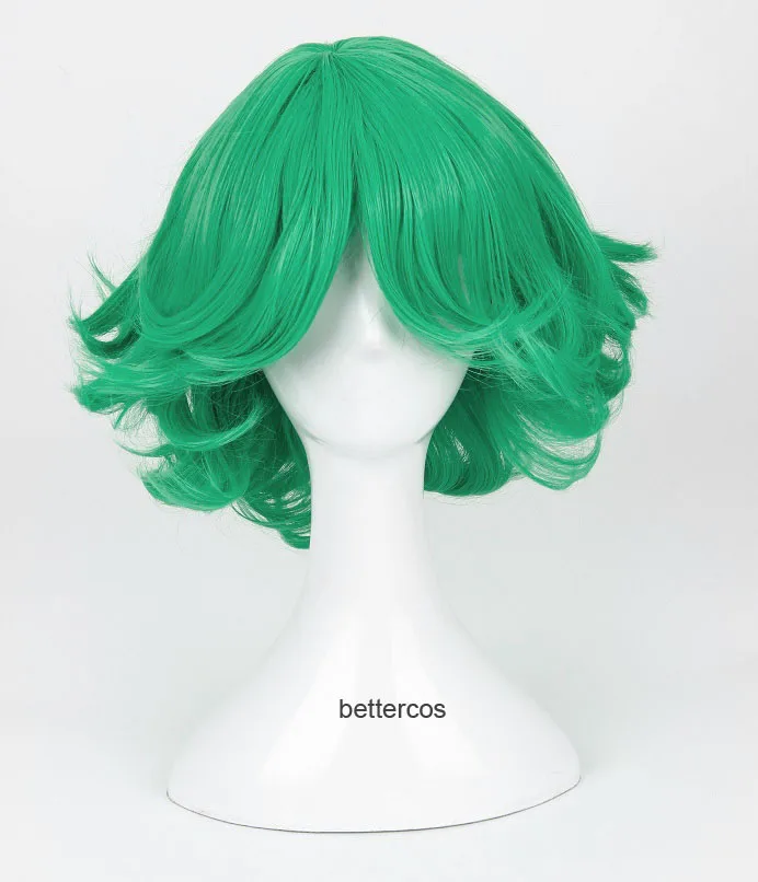 

Senritsu No Tatsumaki Cosplay Wig Green Curly Heat Resistant Synthetic Hair Wig + Wig Cap