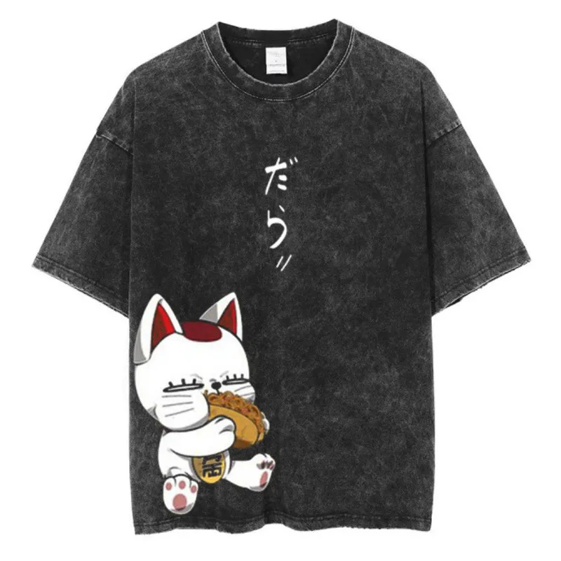 Y2K Aesthetics DAND Dingdang Cat Tops&Tees Anime High Speed Casual Cotton Short Sleeved T-shirt Men Women Loose Top Girl Tee New