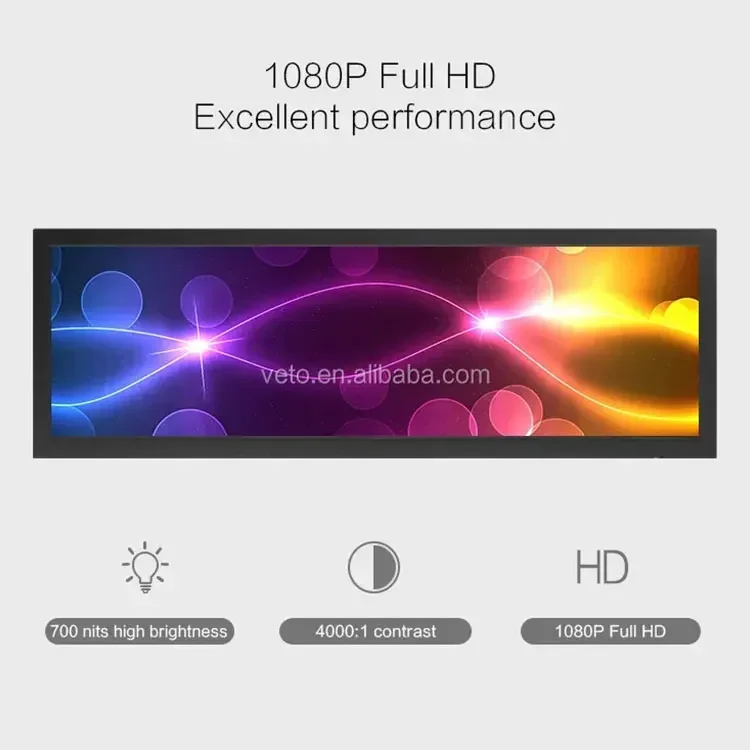 

Sell WellVETO Indoor 37 Inches Ultra Wide Stretch Digital Screen Display Bar Type Panel LCD Advertising Screen For Directional