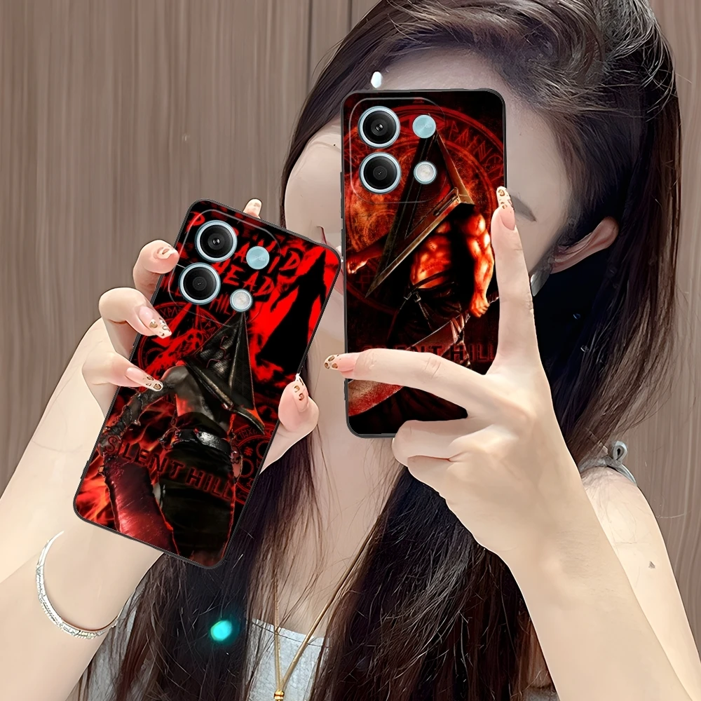 Silent Hill-funda de teléfono móvil con cabeza de pirámide, cubierta negra para Xiaomi POCO M6, M4, M3, X6, X5, X4, X3, F6, F5, F4, F3, F2, C40 Pro, GT 5G