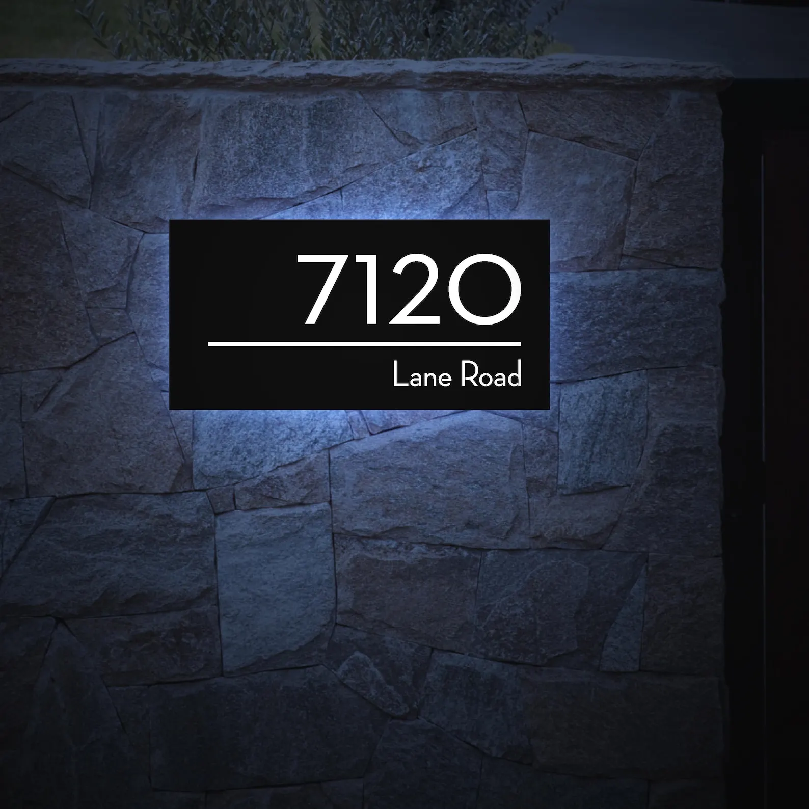 لوحة رقم منزل LED مضيئة مخصصة، علامة عنوان أكريليك حديثة بإضاءة خلفية، لافتة باب متينة مقاومة للماء في الهواء الطلق #4