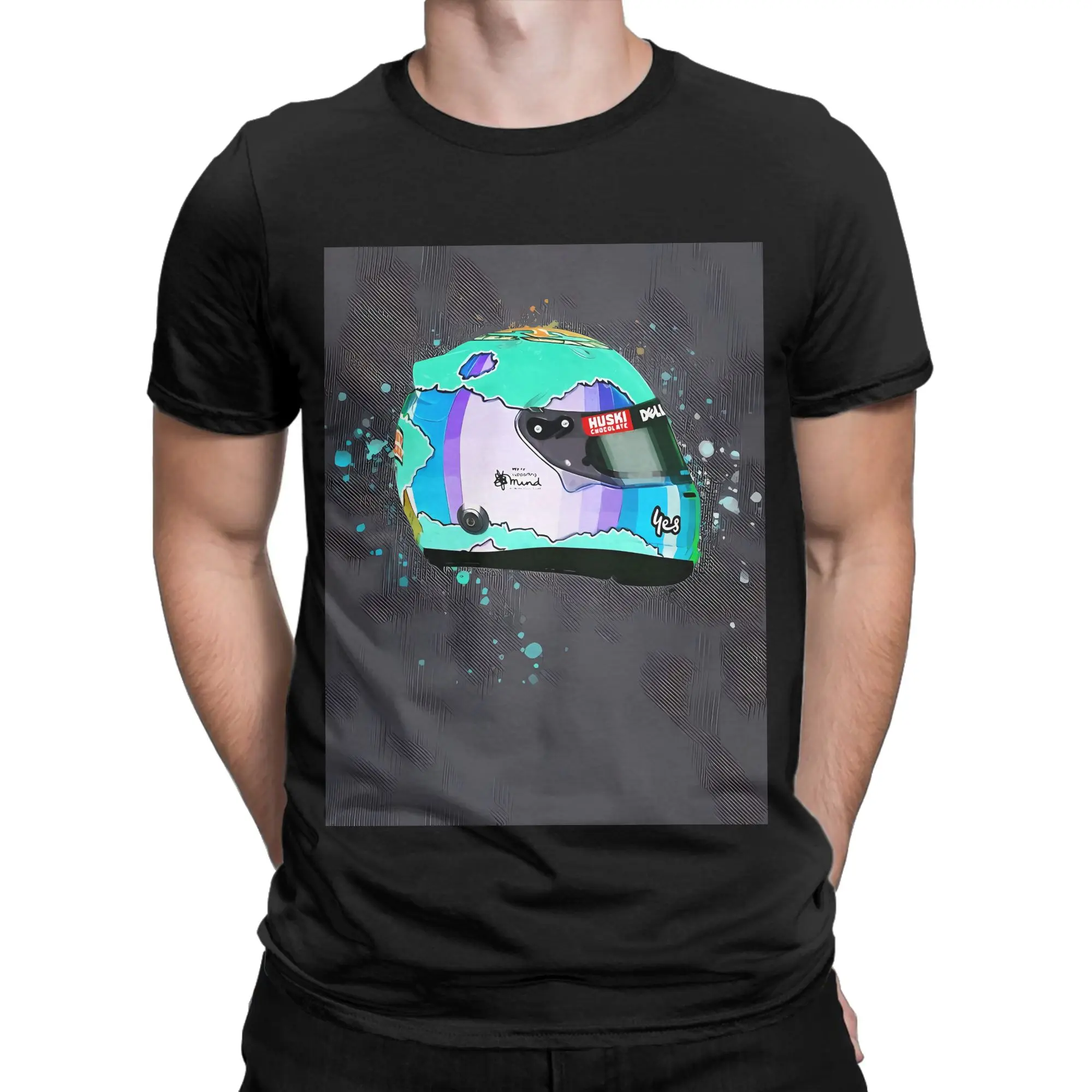 Daniel Ricciardo 2021 Helmet Splatter Right Side Funny 100% Cotton T-Shirt Daniel Ricciardo Tops Tees For Men