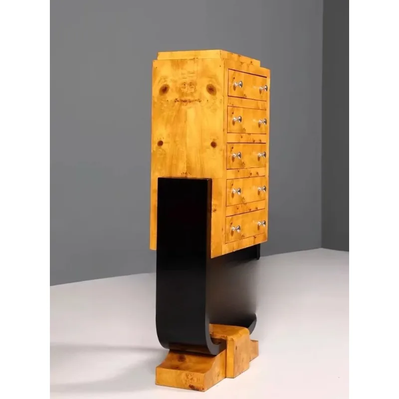 Medieval solid wood retro tree tumor pattern bucket cabinet designer wabi sandy wind wall chest living room decorative cabinet