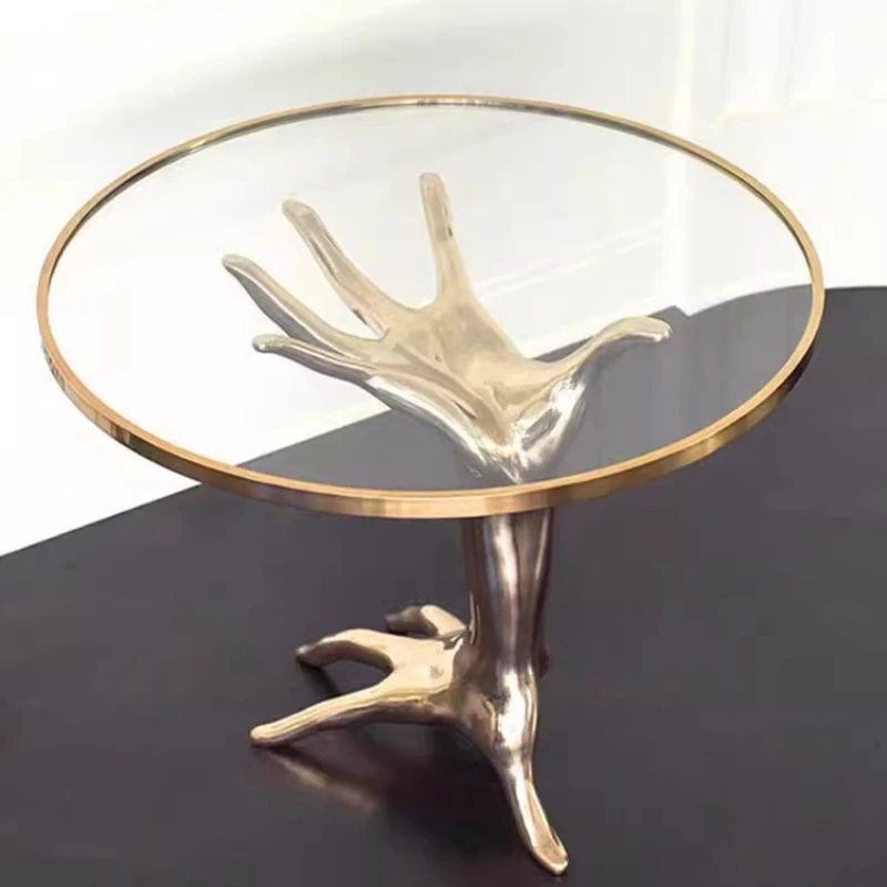 

Light luxury Nordic style bedroom brass glass desktop coffee table