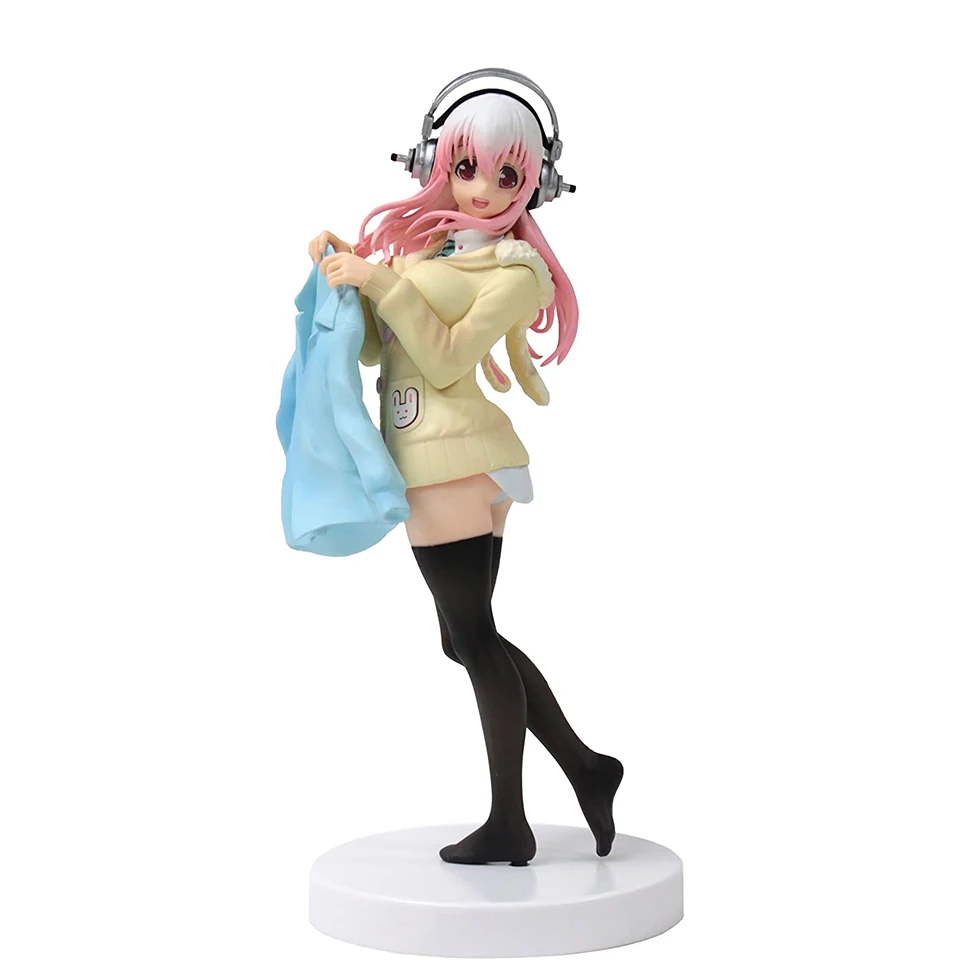 DEXSHUN Super Sonico Figurine Anime 21 Cm, Statue PVC Illustration Girl, Ornement Bureau, Collection