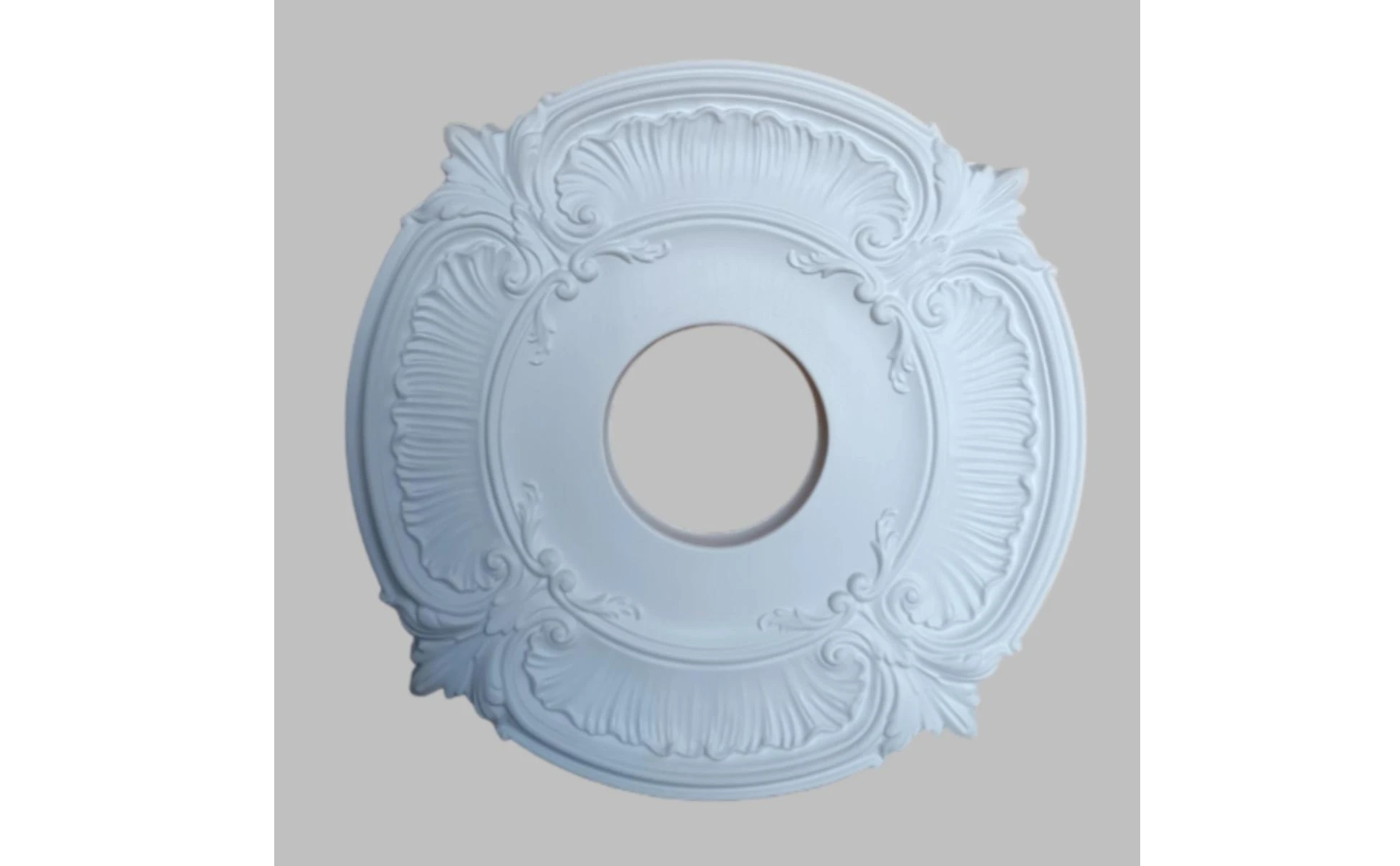 Round PU Ceiling Medallion Ornate Decorative Ceiling Medallion Light Plate Raised Relief Trim Collar Floral