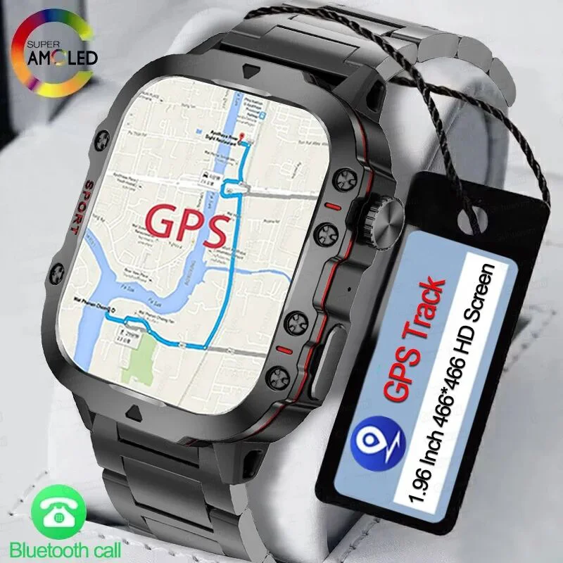 2024 neue GPS-Track Smartwatch Männer HD Amoled Bildschirm Bluetooth Call IP68 wasserdichte Outdoor-Sport Smartwatches für Huawei Xiaomi