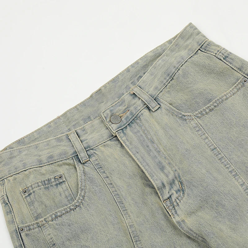 UPRAKF Flared Jeans Streetwear Basic Pants High Street Autumn Casual Pocket Denim Fashion Summer Light Color