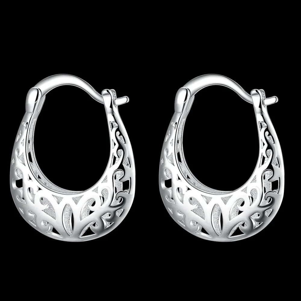 

Wholesale Fashion 925 sterling silver Hollow Earrings High Quality Elegant Cute Women Charms Wedding Classic Jewelry Lady Gift