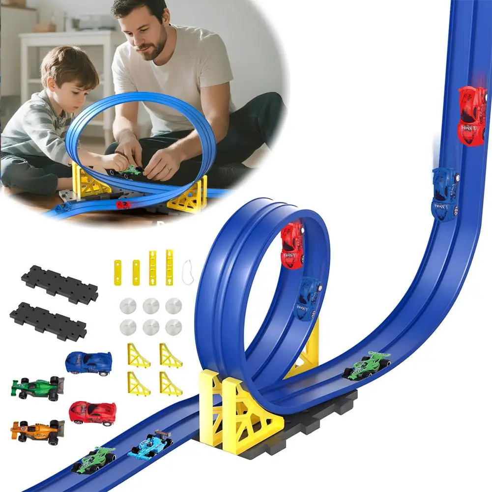 DIY المسار تجميعها سبائك الألومنيوم التراجع سباق السيارات الجاذبية الشريحة الفتيان والفتيات ألعاب تعليمية عطلة هدايا عيد الميلاد