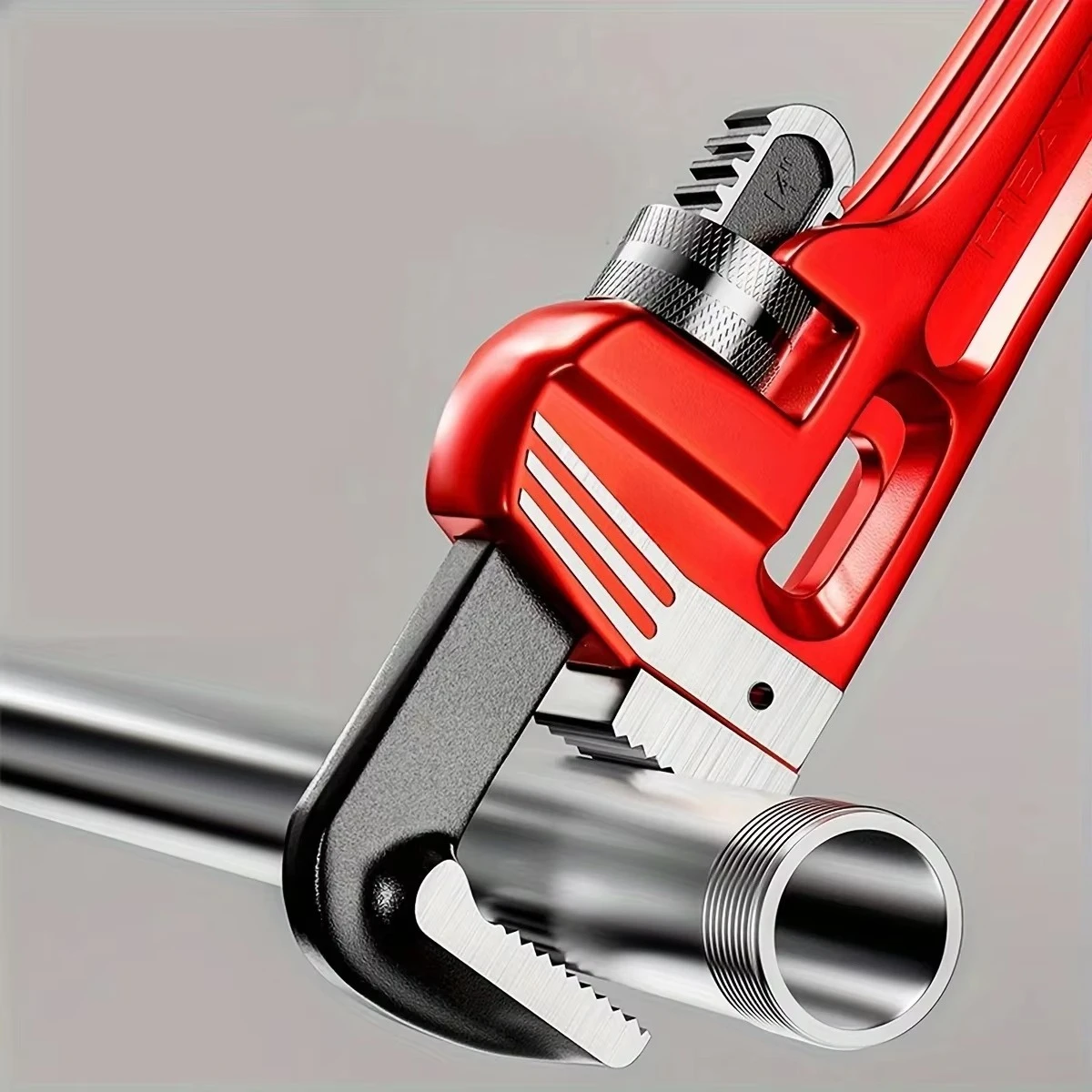 Adjustable Chromium-vanadiu Plumber Wrench with Floating Hook Jaw I Beam Handle Red 8inch/12inch Heavy Duty Straight Pipe Wrench