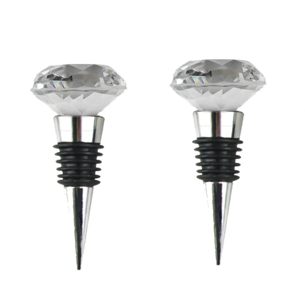 2PCS Creative Zinc Alloy Diamond Wine Stopper Reusable Conical Crystal Wine Bottle Stopper Decorative Wine Bottle Cork Wedding
