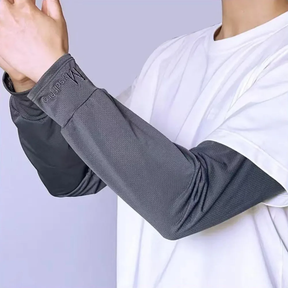New Ice Silk Arm Sleeves UV Protection Breathable Sunscreen Sleeves Loose Large Size Long Arm Glove Outdoor