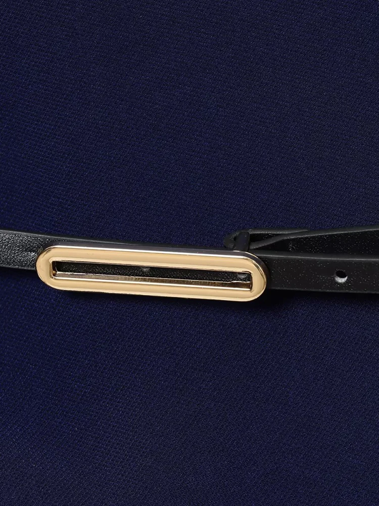 欧米風秋の新作トレンドシンプルレディース服ドレープ長袖ストレートベルトプリーツワンピース