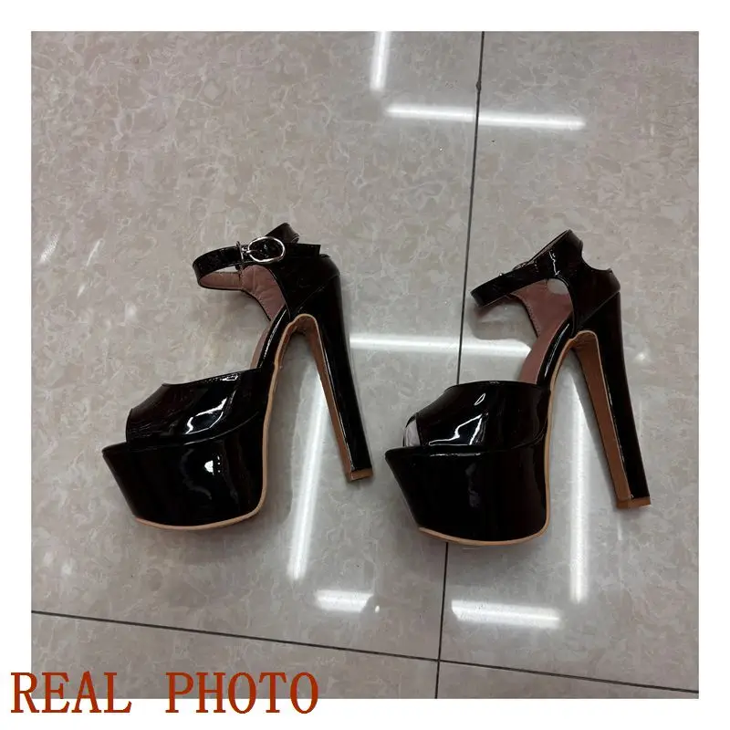 REAVE CAT Fashion Women Sandals Peep Toe Ultrahigh Heels 16cm Platform 5.5cm Buckle Strap Plus Size 46 47 48 Party Dating Shoes view 6