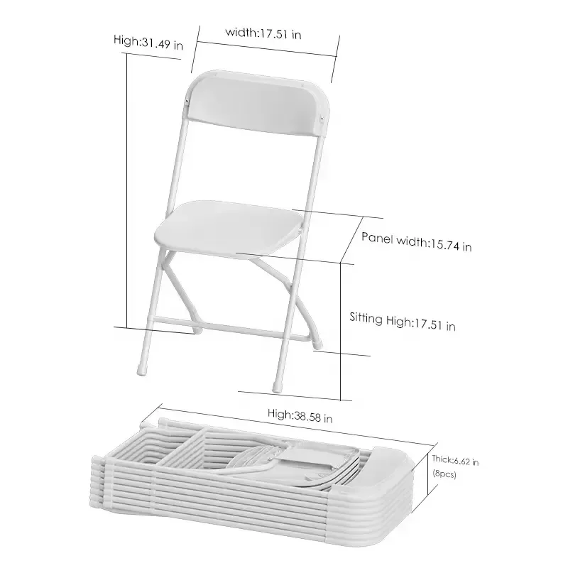Ultra Light Modern White Plastic Folding Chair for Hotel Events Party Garden Park Outdoor Use High Quality RTS Wholesale