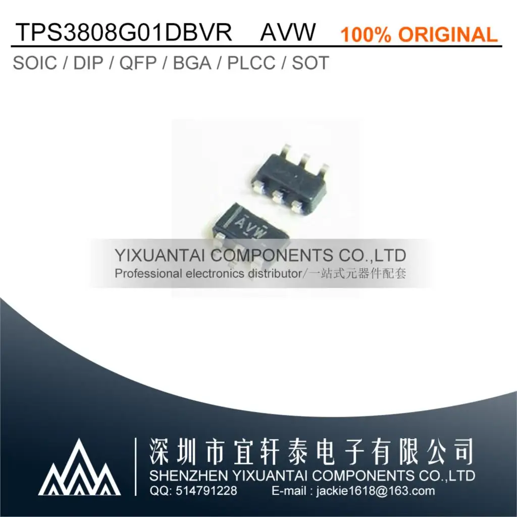 10PCS/LOT  TPS3808G01DBVR Free shipping  TPS3808G01D  TPS3808G01  Marking:AVW  IC SUPERVISOR 1 CHANNEL SOT23-6  New Original