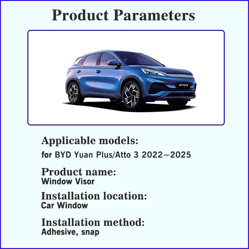 Rain Deflectors For BYD Yuan Plus Atto 3 2022 2023 2024 2025 Window Visors Rain Awnings Deflector Guard Shelter Auto Accessories