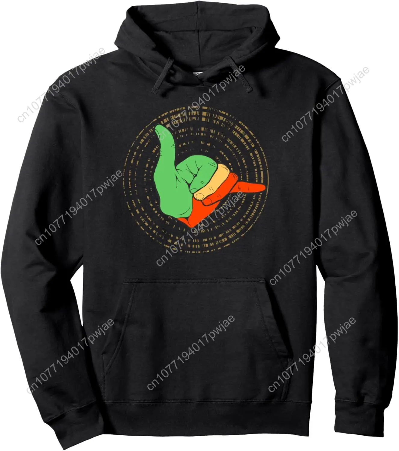 

"VIBRATIONS" Rasta Reggae Shaka Hoodie, Hawaiian Design