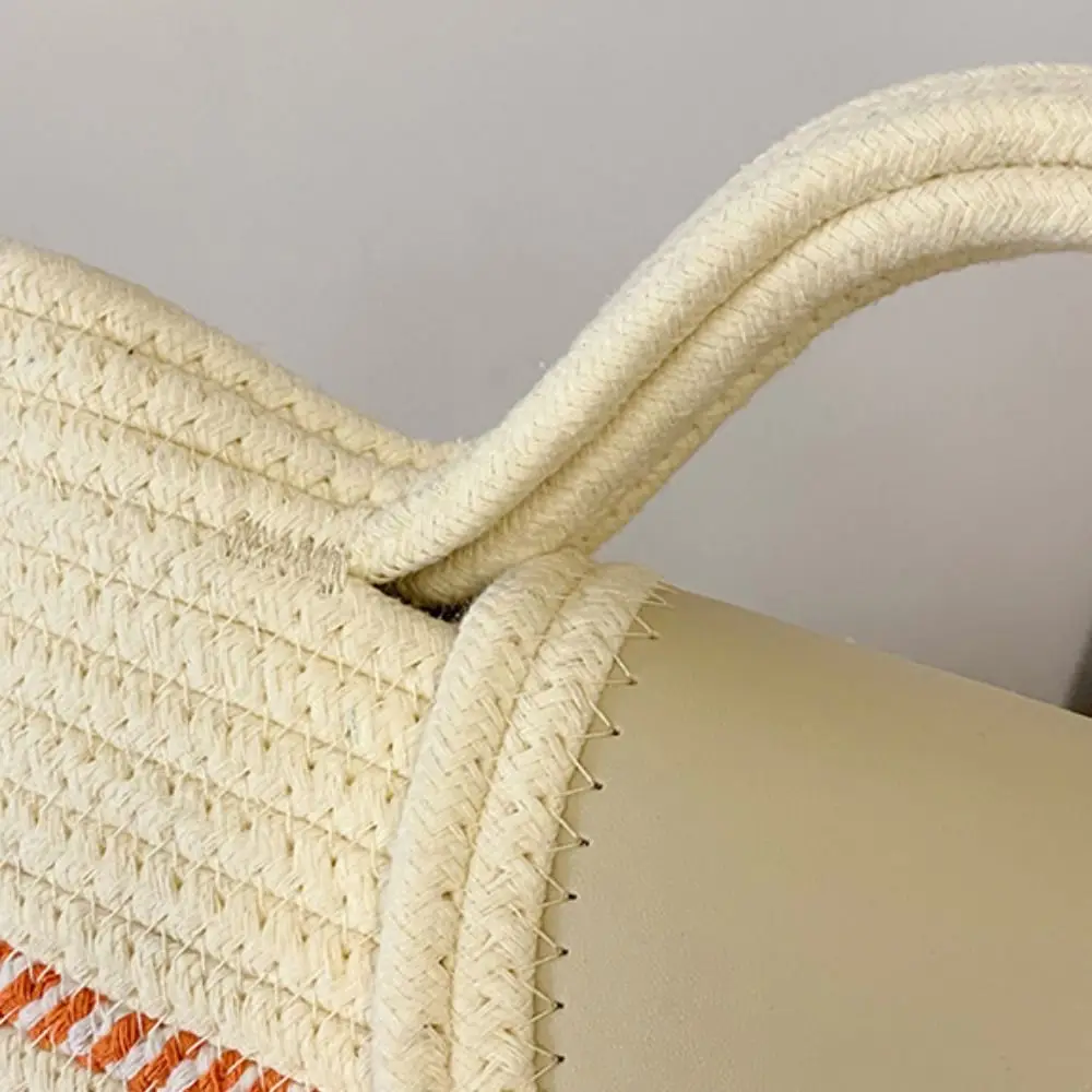 

Cute Shoulder Bag Woven Tote Bag Solid Color Korean Style Stripe Tote Handbag Lightweight Underarm Bag Summer Beach Bag Spring