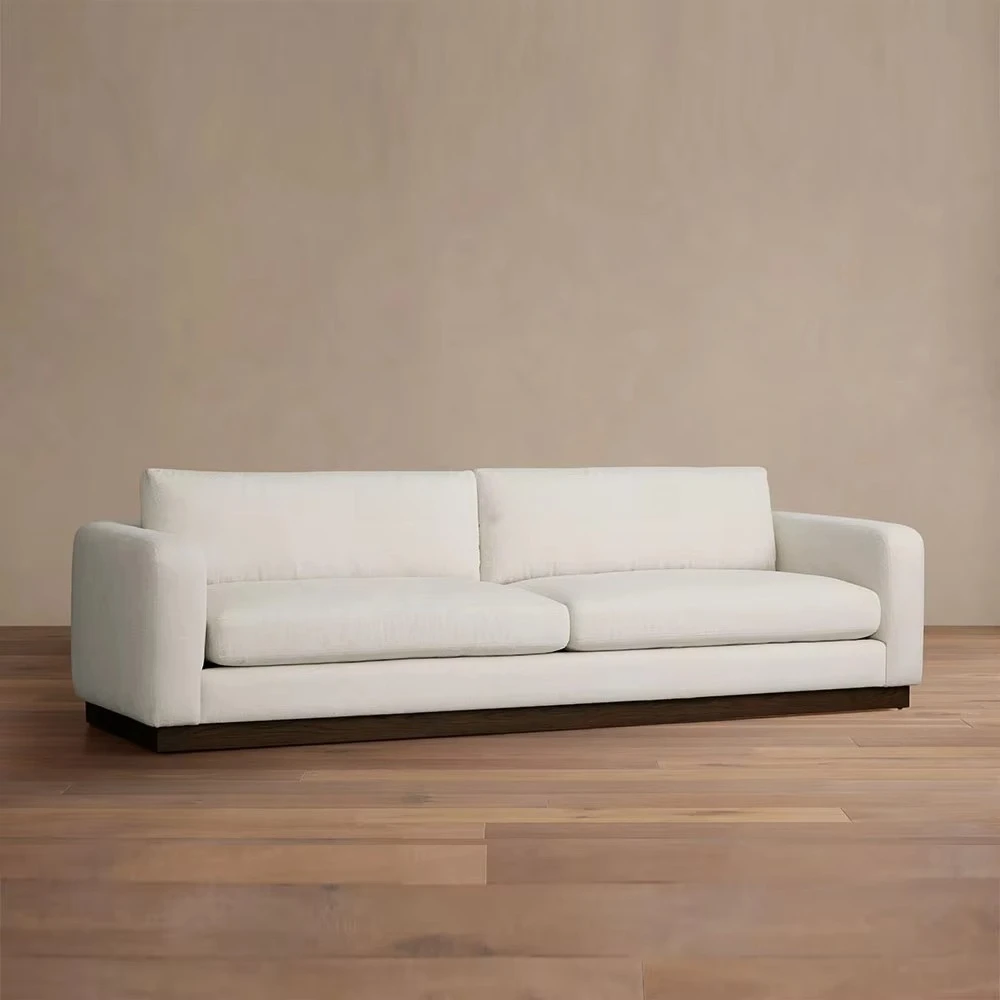 Contemporary 3-Seater Sectional Sofa Set Solid Wood Frame Fabric Sponge Durable Light Luxury Design Extendable Living Room