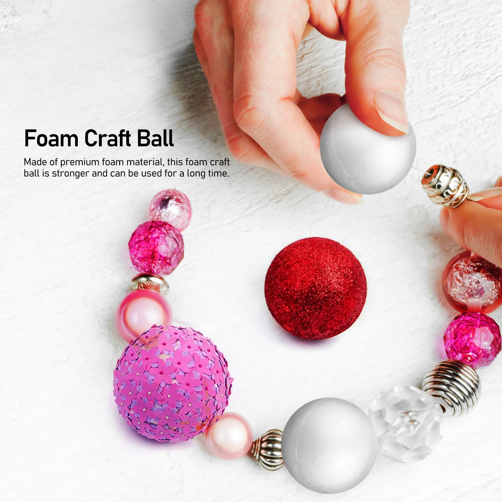 60 Stück Schaumstoffbälle, runde weiße Schaumstoff-Bastelbälle, 2 Größen, für Hochzeit, Party, Dekoration, DIY, Kunsthandwerk, Schulprojekte