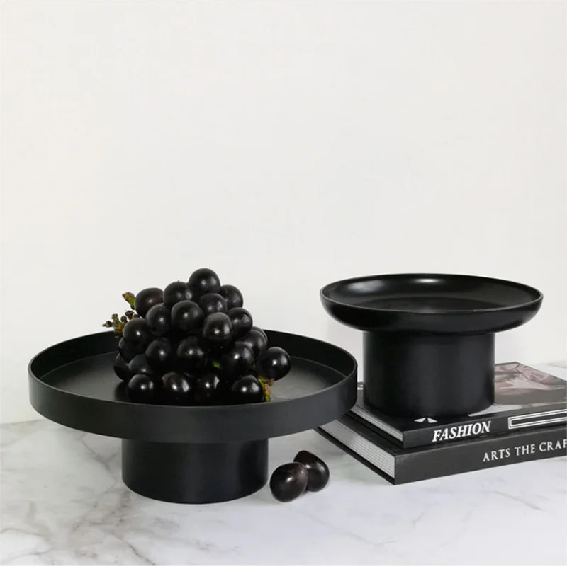 Assiette décorative ronde noire et blanche, assiette de rangement simple, Escalier ABS, sexuellement de fruits, Cosmétique, Décoration d\'intérieur